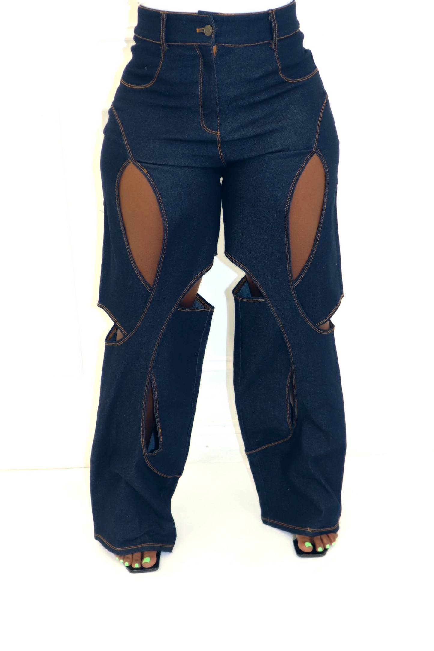 Navy Blue Cut Out Jeans